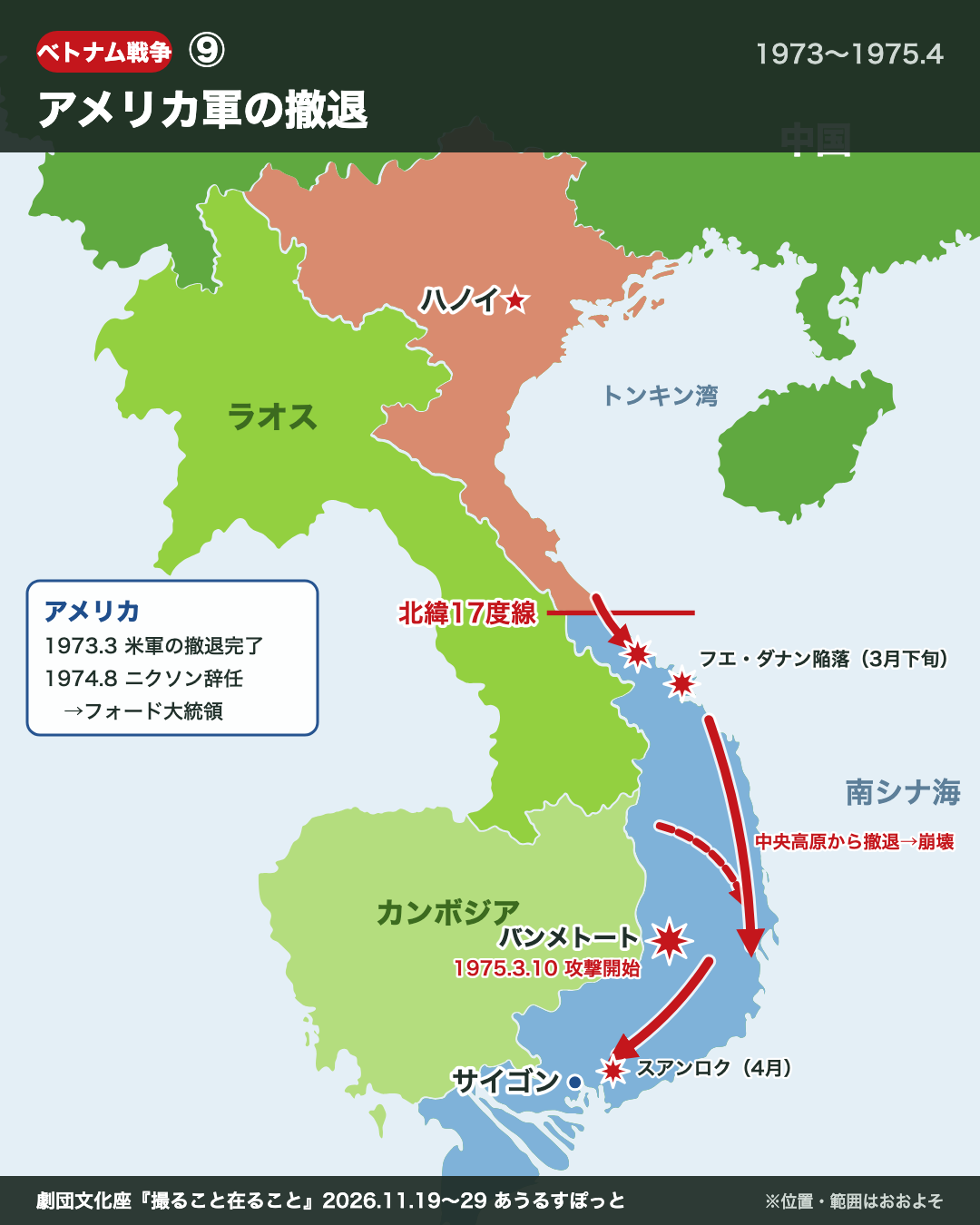 ⑨ アメリカ軍の撤退の地図